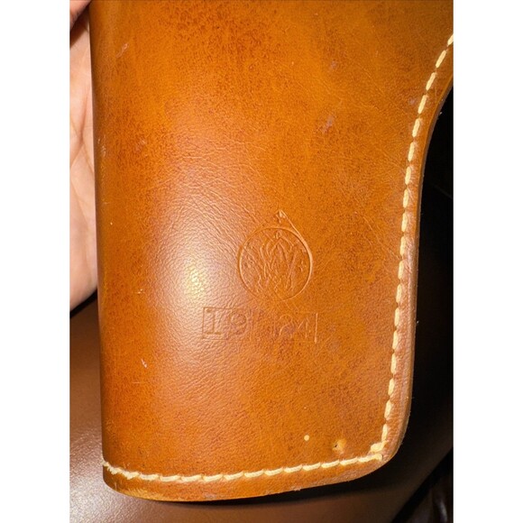S&W SMITH WESSON 19-24 LH LEATHER HOLSTER- Medium Brown With Snaps - Picture 4 of 5